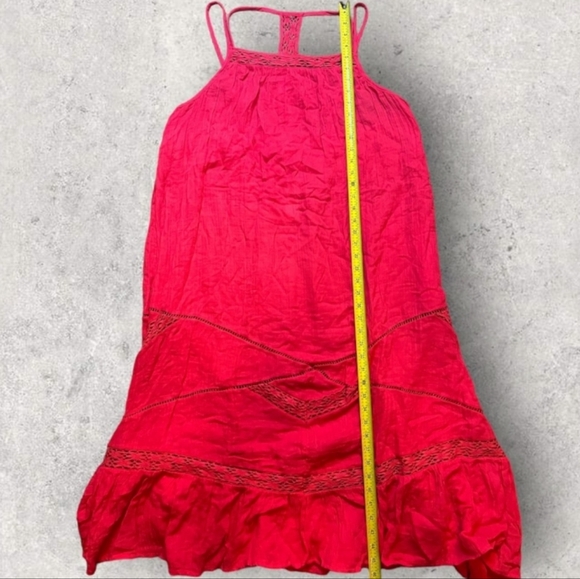 NWT Anthropologie Lace/Crochet Detail Boho/Bohemian Gauze Midi Dress in Pink XL - Picture 5 of 12